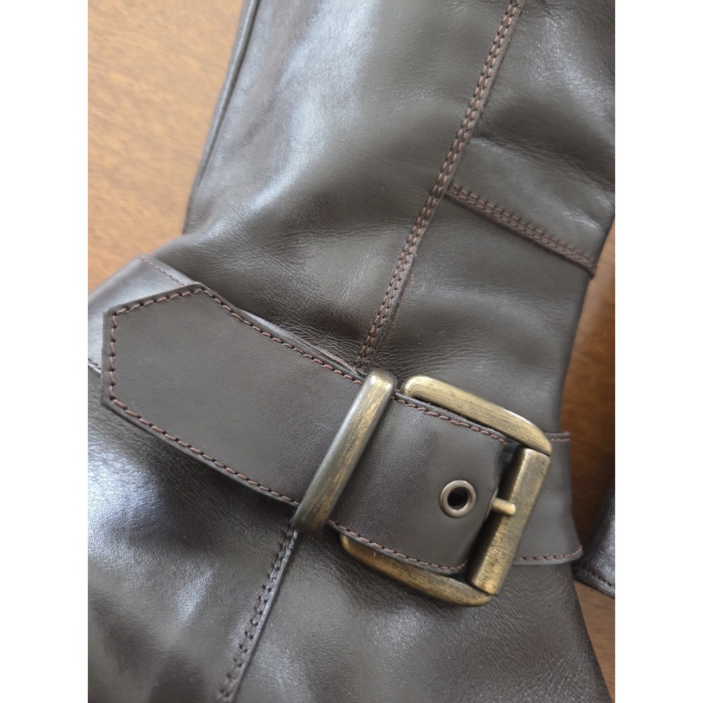 Leather Tall Riding Boots Womens 7.5 Classic Old Money Colin Stuart Italy Dk Brn - Picture 4 of 13